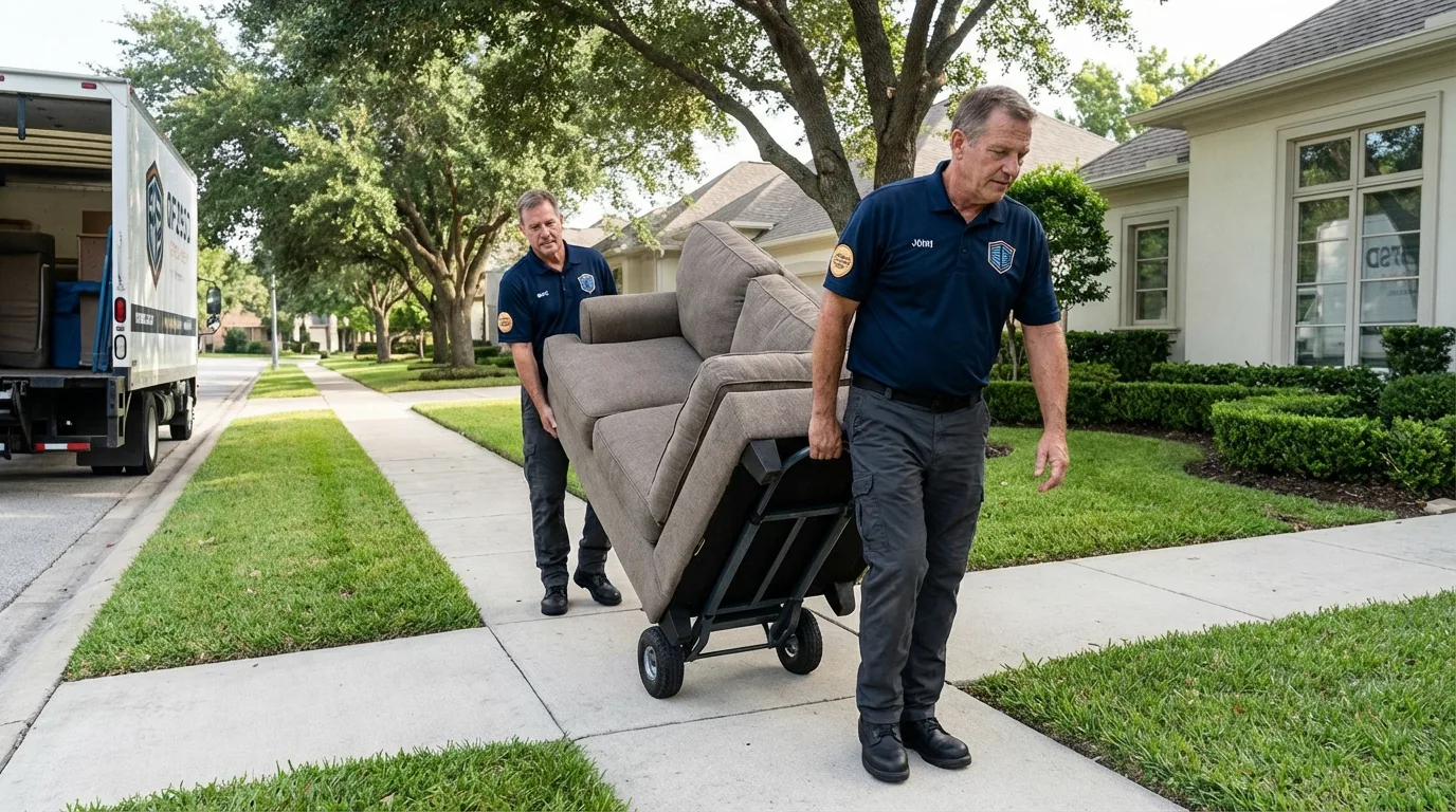 Local residential moving crew loading furniture in Pasadena, CA